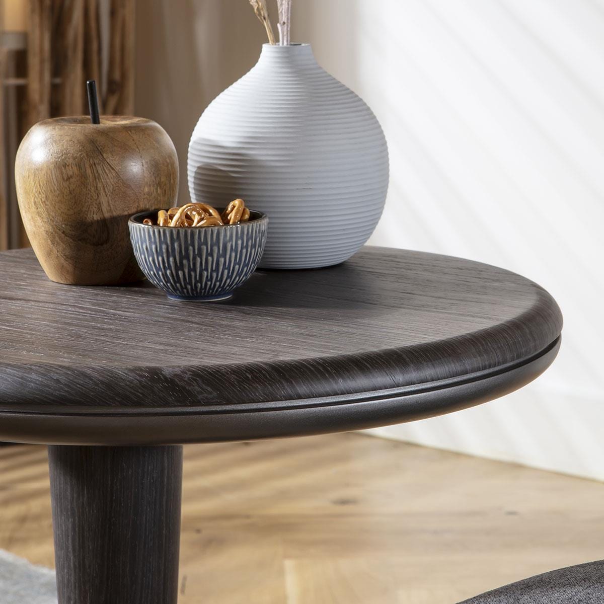 Pluto Round Side Table Grey Smoked Oak 50cm