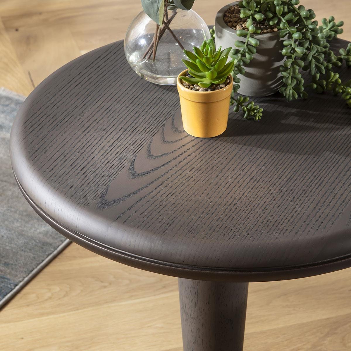 Pluto Round Side Table Grey Oak Wash 50cm