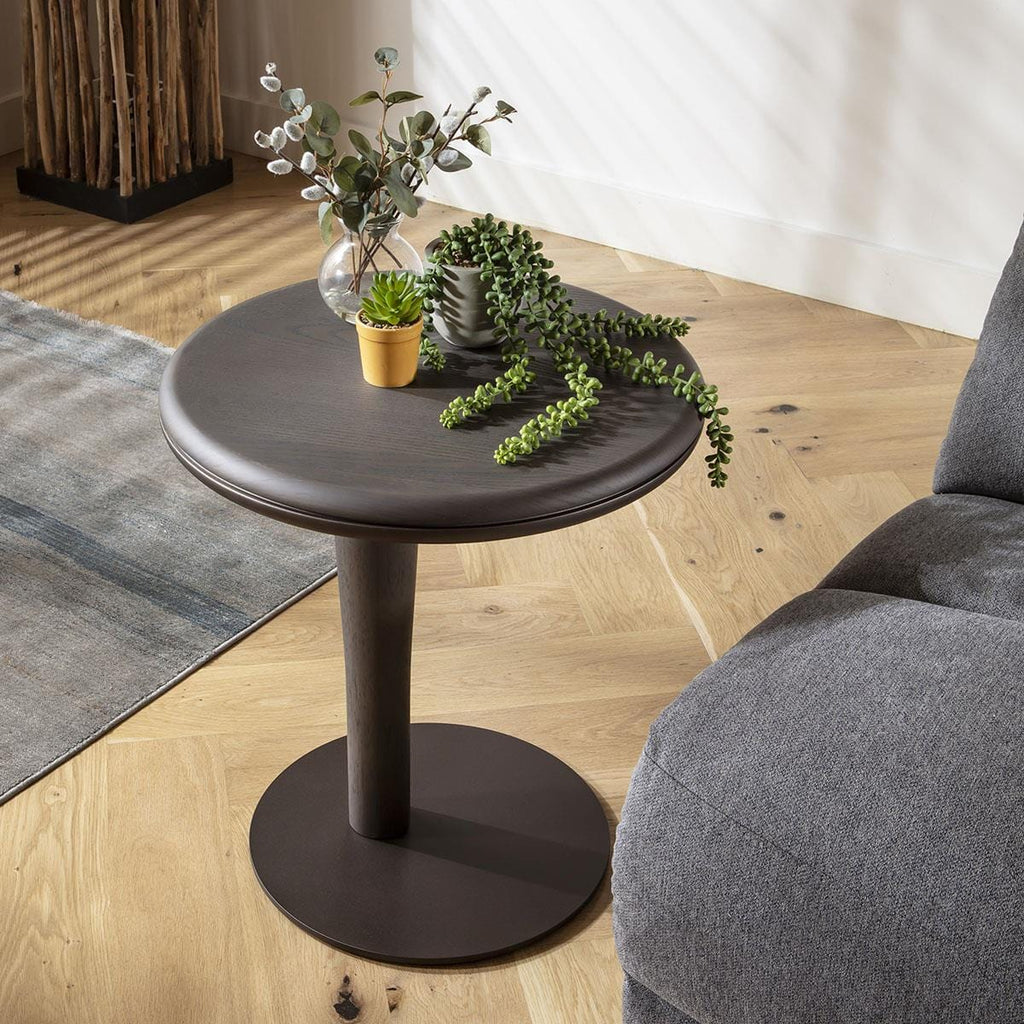 Pluto Round Side Table Grey Oak Wash 50cm