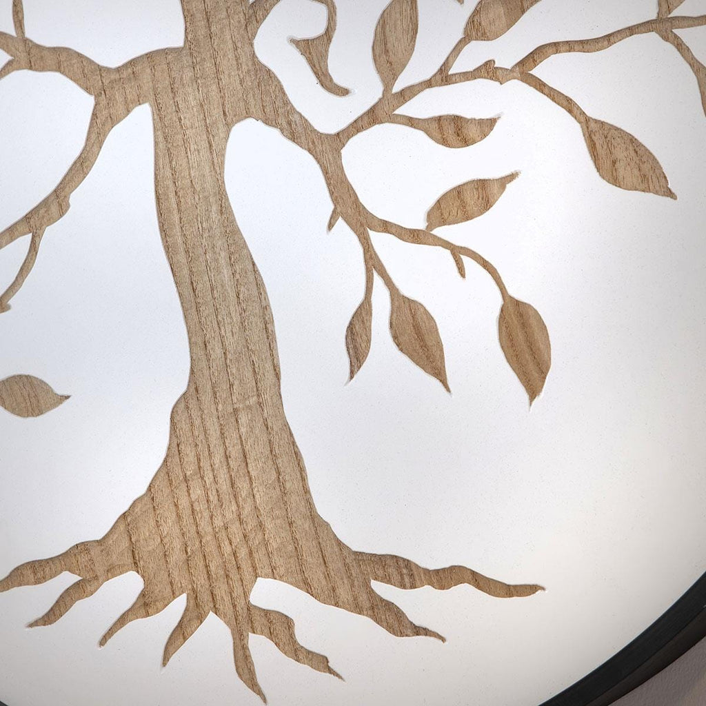 Round Wall Artwork White & Natural Wood 60x60cm
