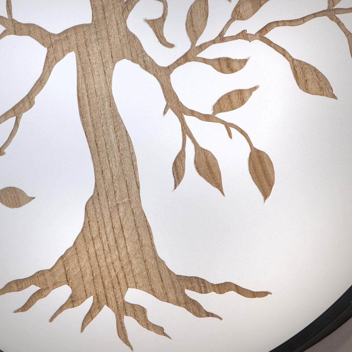 Round Wall Artwork White & Natural Wood 60x60cm