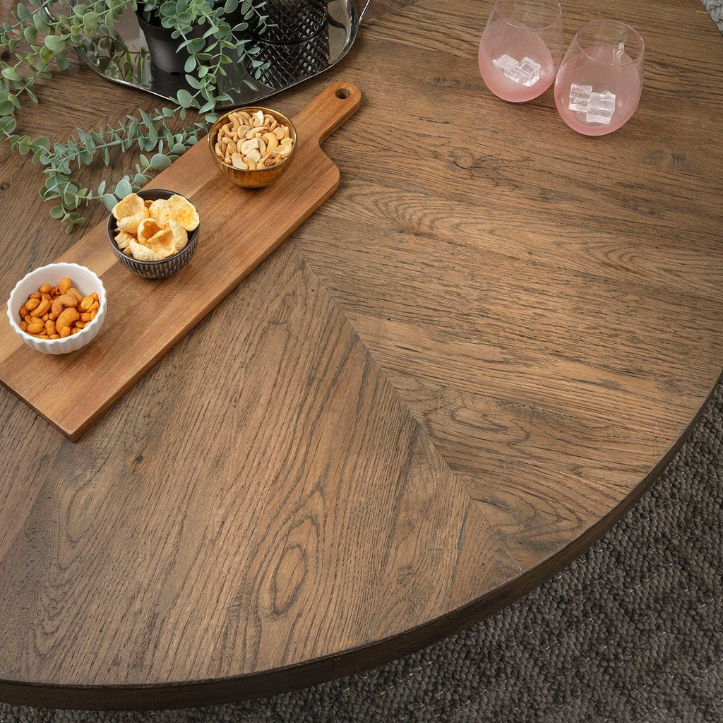 Glasgow Round Recliamed Oak Wooden Coffee Table 130cm