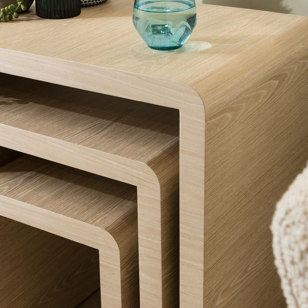 Set of 3 Nesting Side Tables Natural Oak 60cm