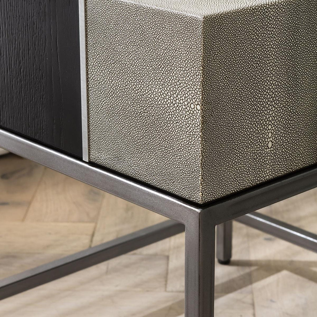 Shagreen Side Lamp Table Black Oak 55x50cm