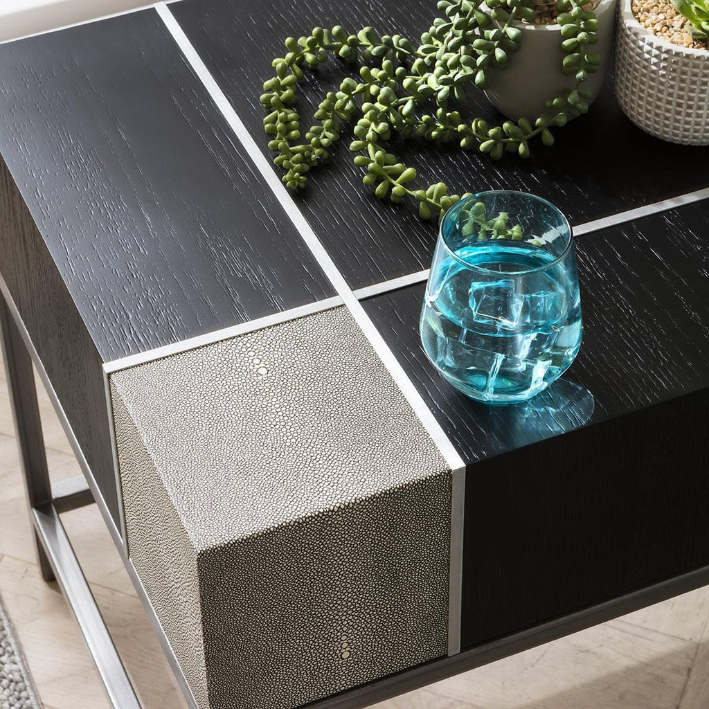 Shagreen Side Lamp Table Black Oak 55x50cm