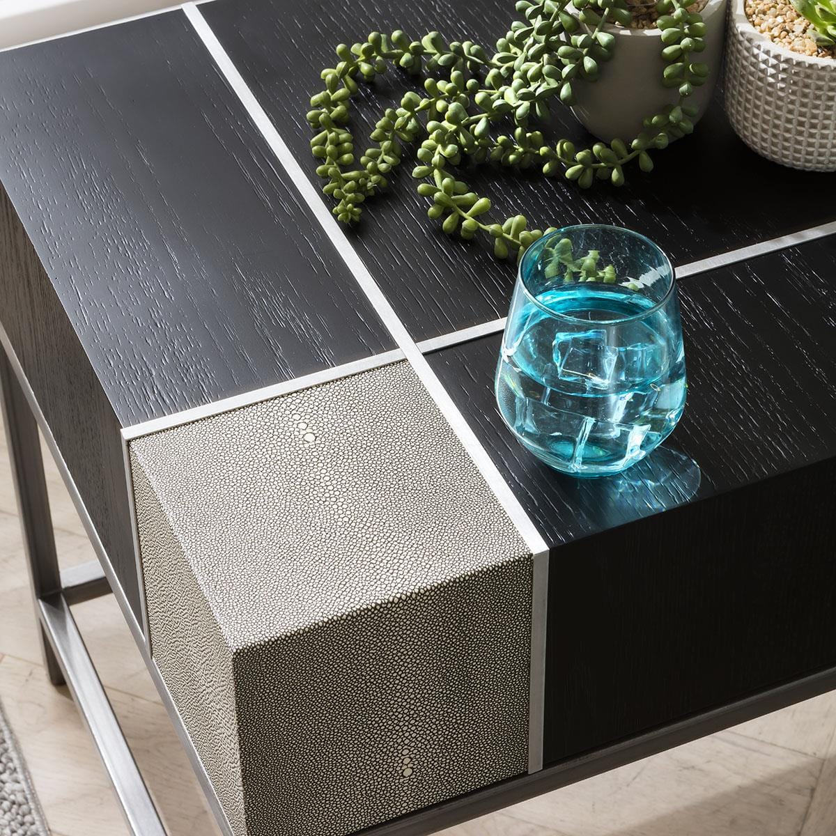 Shagreen Side Lamp Table Black Oak 55x50cm