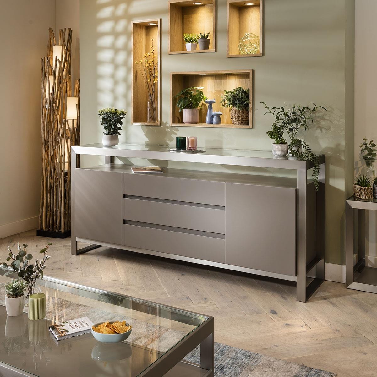 Jade Sideboard with Wine Storage Taupe