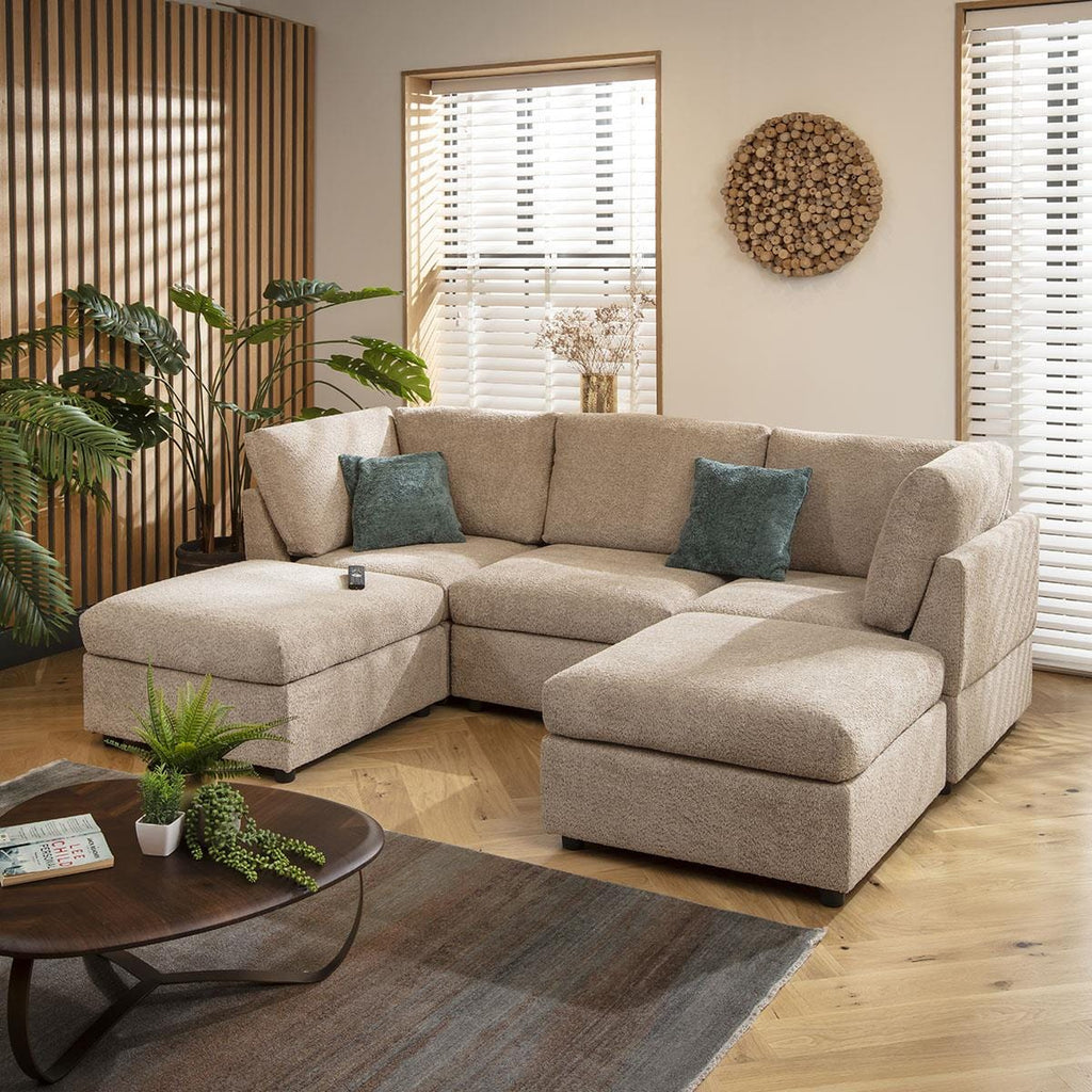 Sully 3 Seater U-Shape Sofa Biscuit Beige Boucle 240x160cm 4