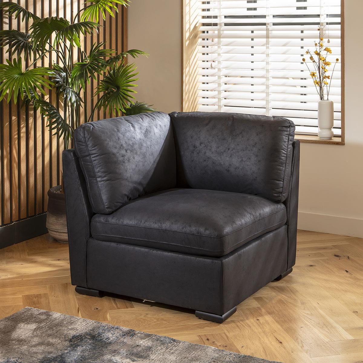 Mikey 3 Seater U-Shape Sofa Black 285x190cm 4