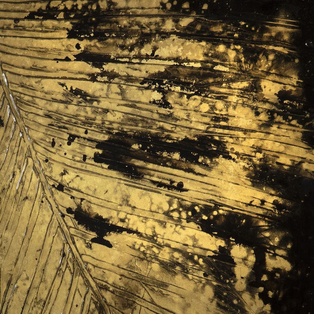 Square Abstract Framed Wall Artwork Black & Gold 90x90cm