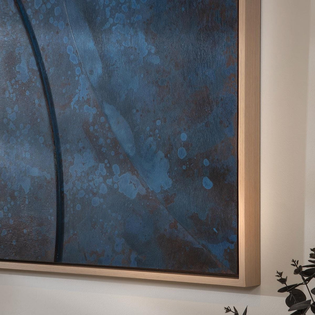 Square Abstract Framed Wall Artwork Blue & Black 80x80cm