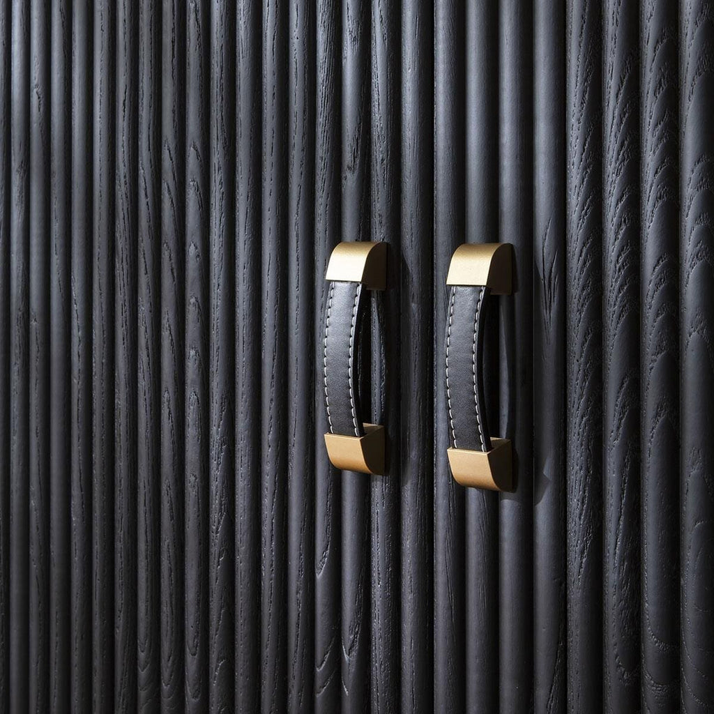 Loki Tall Drinks Cabinet Fluted Black Oak 104x162cm