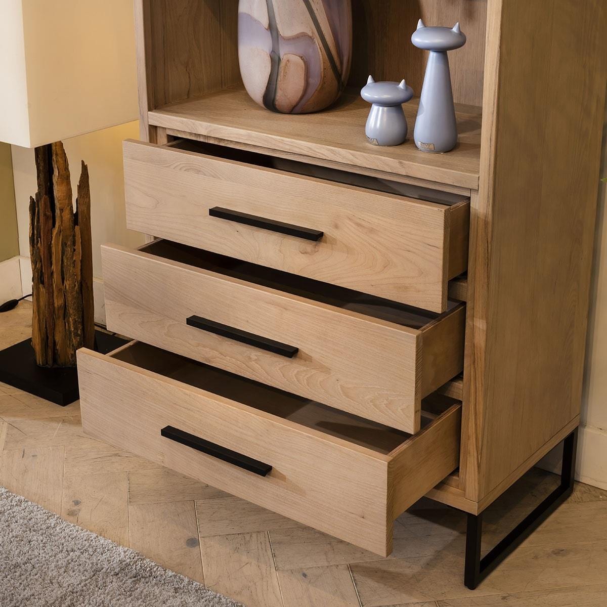 Aries Solid Ash Wood Bookcase Shelving Unit Natural 190cm