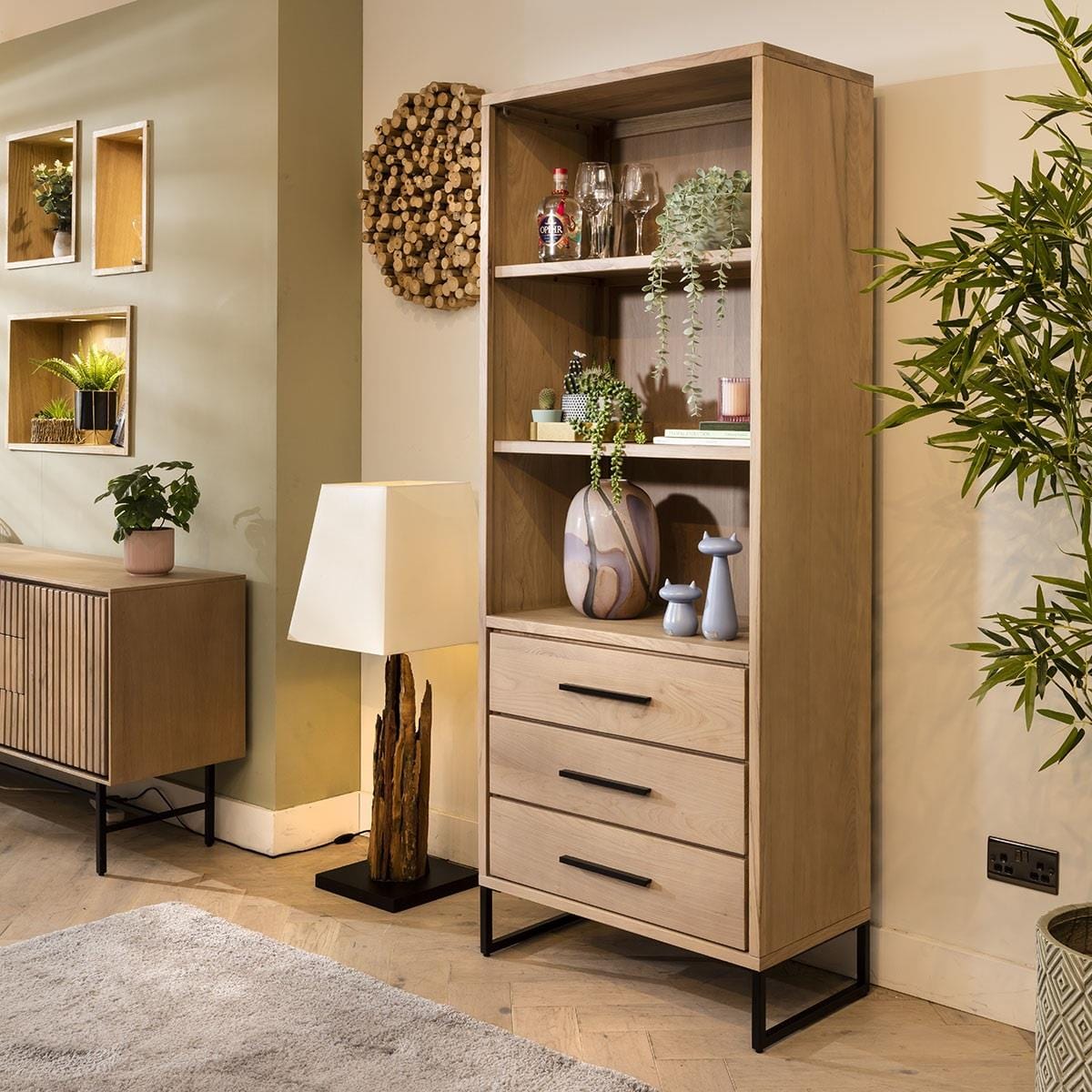 Aries Solid Ash Wood Bookcase Shelving Unit Natural 190cm