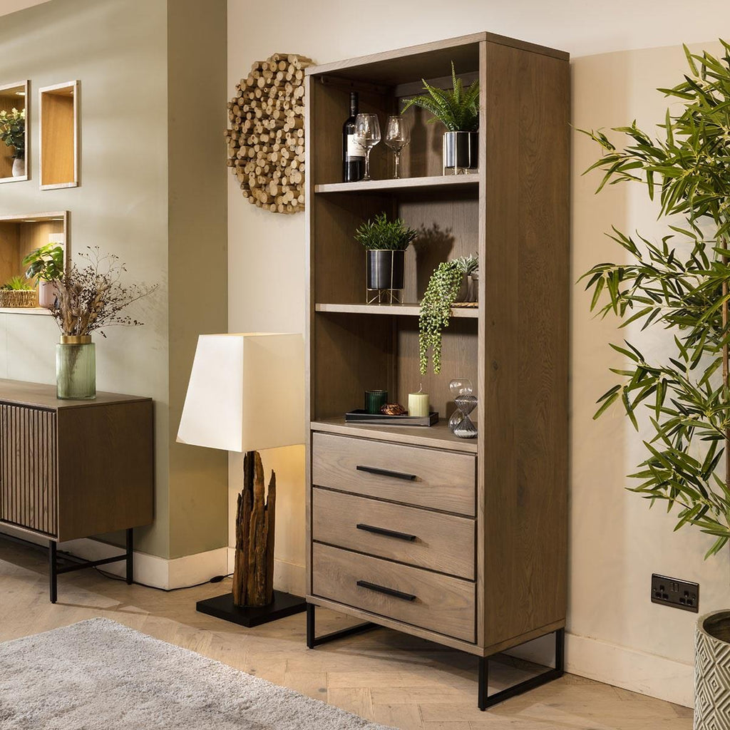 Aries Solid Ash Wood Bookcase Shelving Unit 190cm High