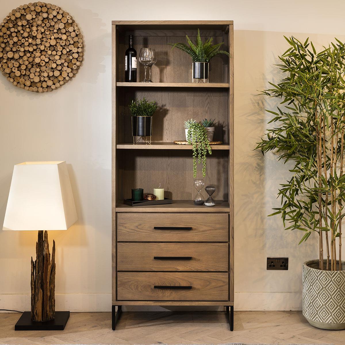 Aries Solid Ash Wood Bookcase Shelving Unit 190cm High