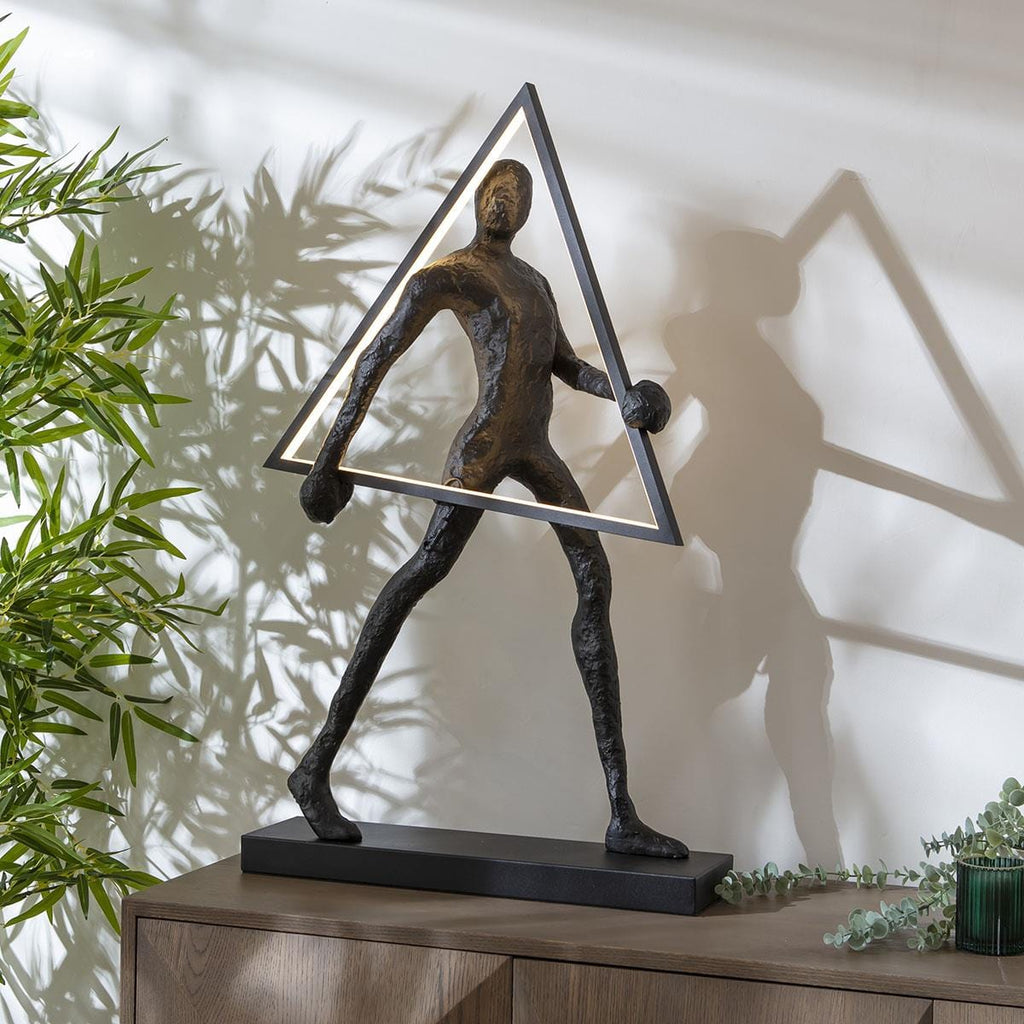 Sculpt Triangle Black Resin Large LED Table Lamp 50x92cm