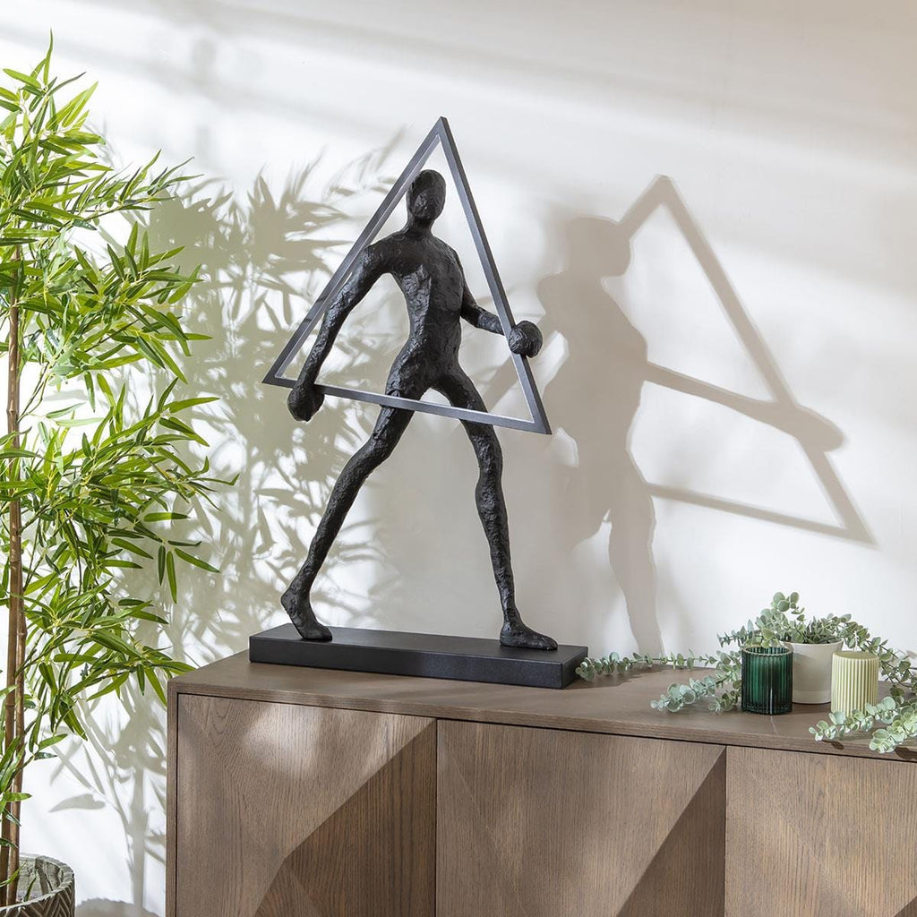 Sculpt Triangle Black Resin Large LED Table Lamp 50x92cm