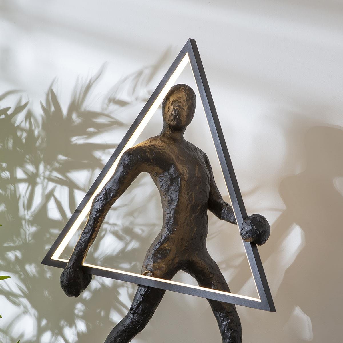 Sculpt Triangle Black Resin Large LED Table Lamp 50x92cm