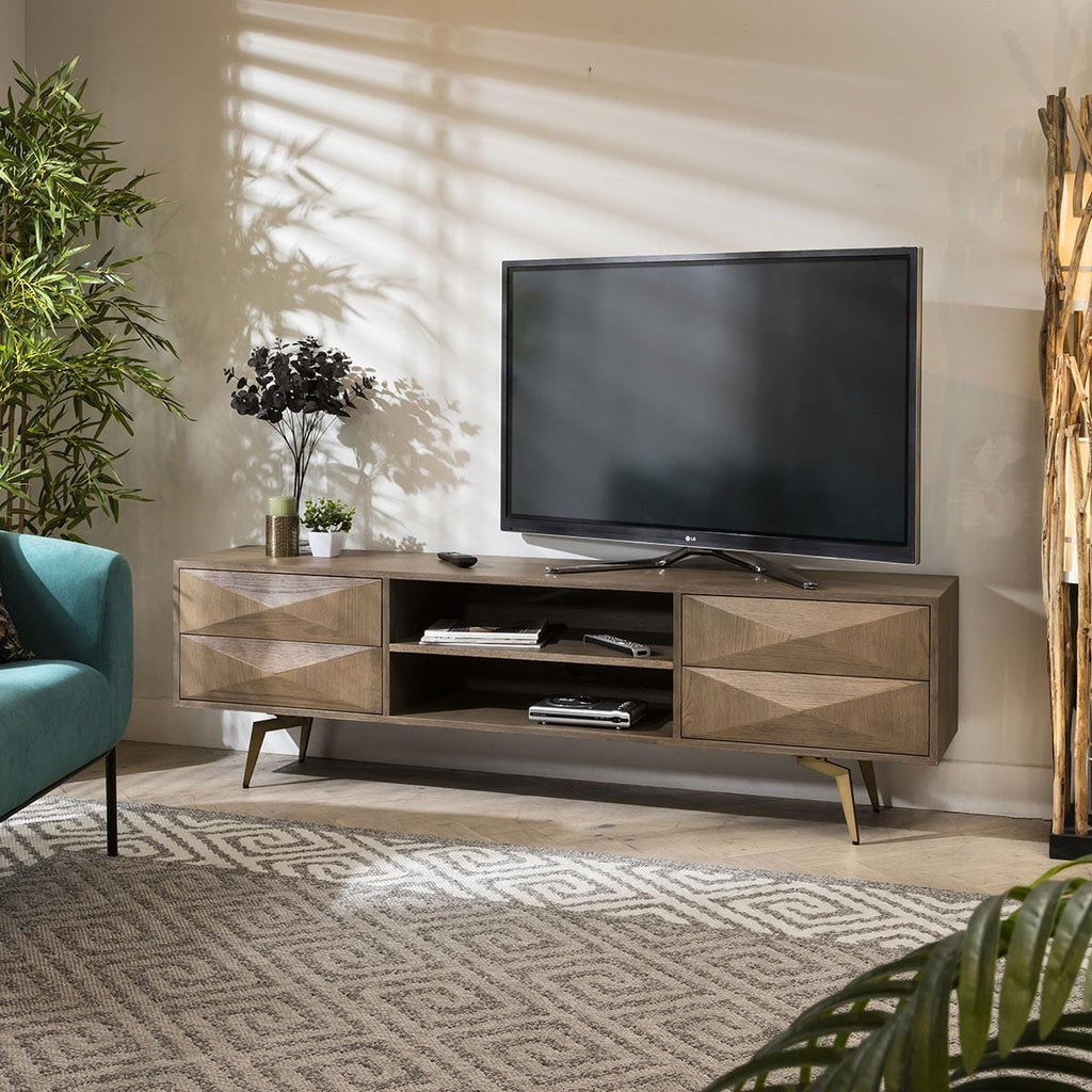 Convex Geometric TV Stand Cabinet Grey 190cm