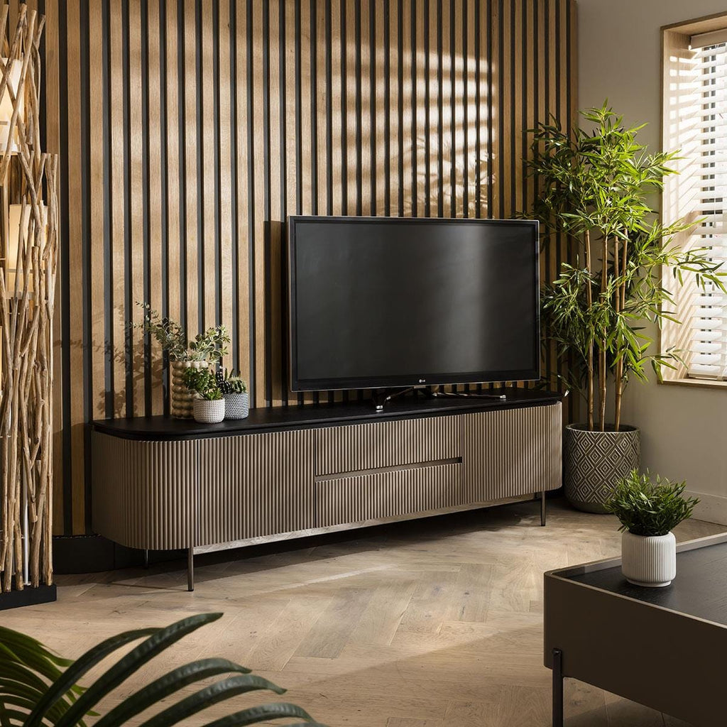 Laura Modern TV Stand Cabinet Matte Taupe 210cm