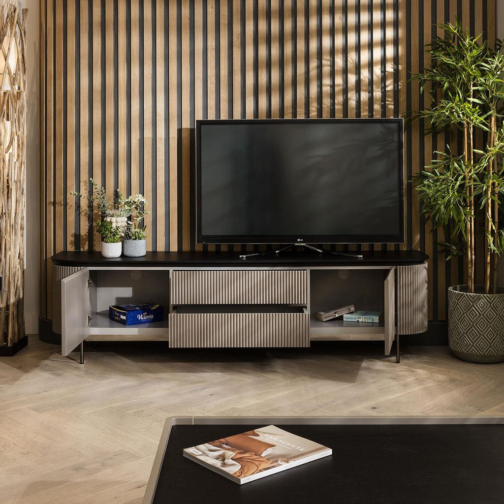 Laura Modern TV Stand Cabinet Matte Taupe 210cm
