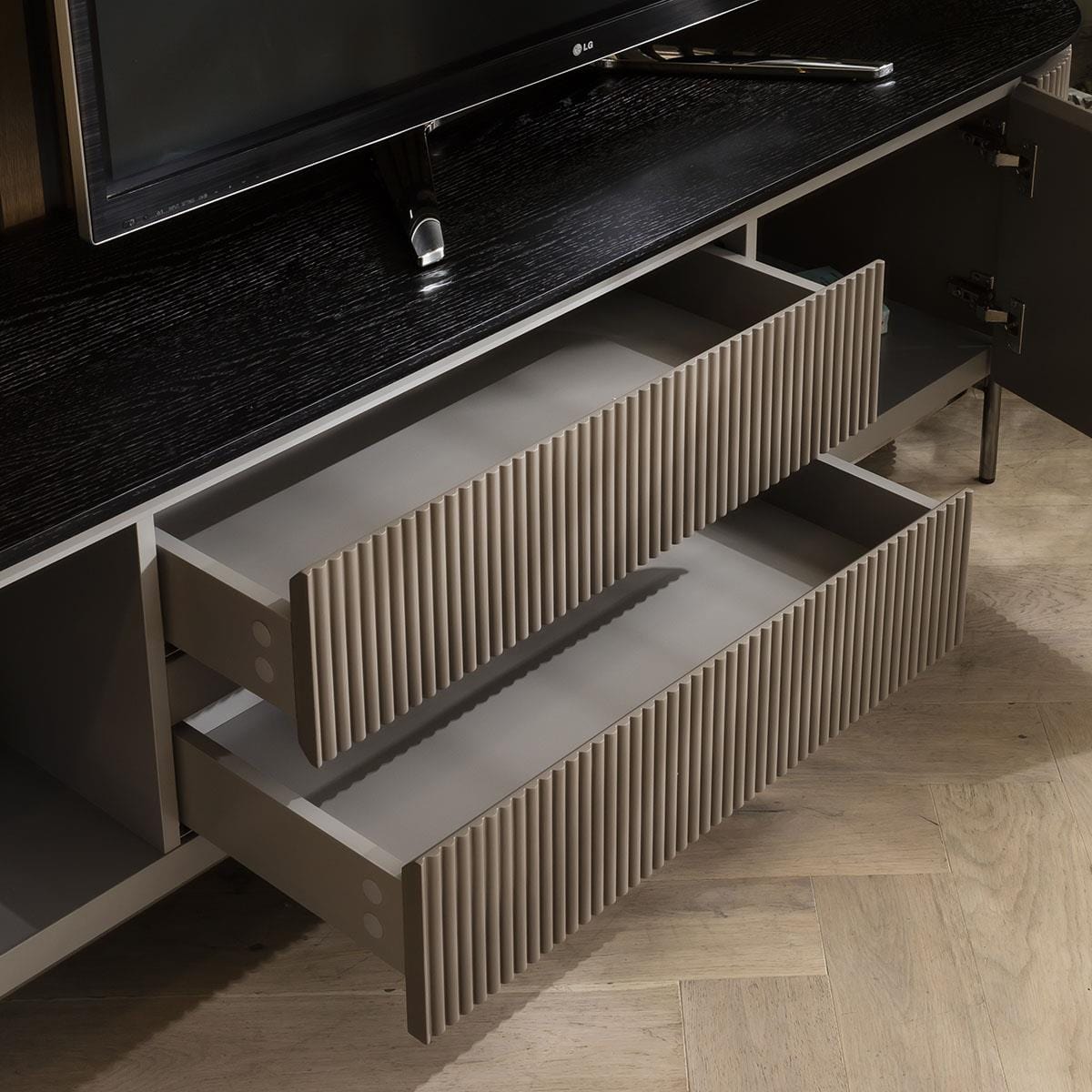 Laura Modern TV Stand Cabinet Matte Taupe 210cm