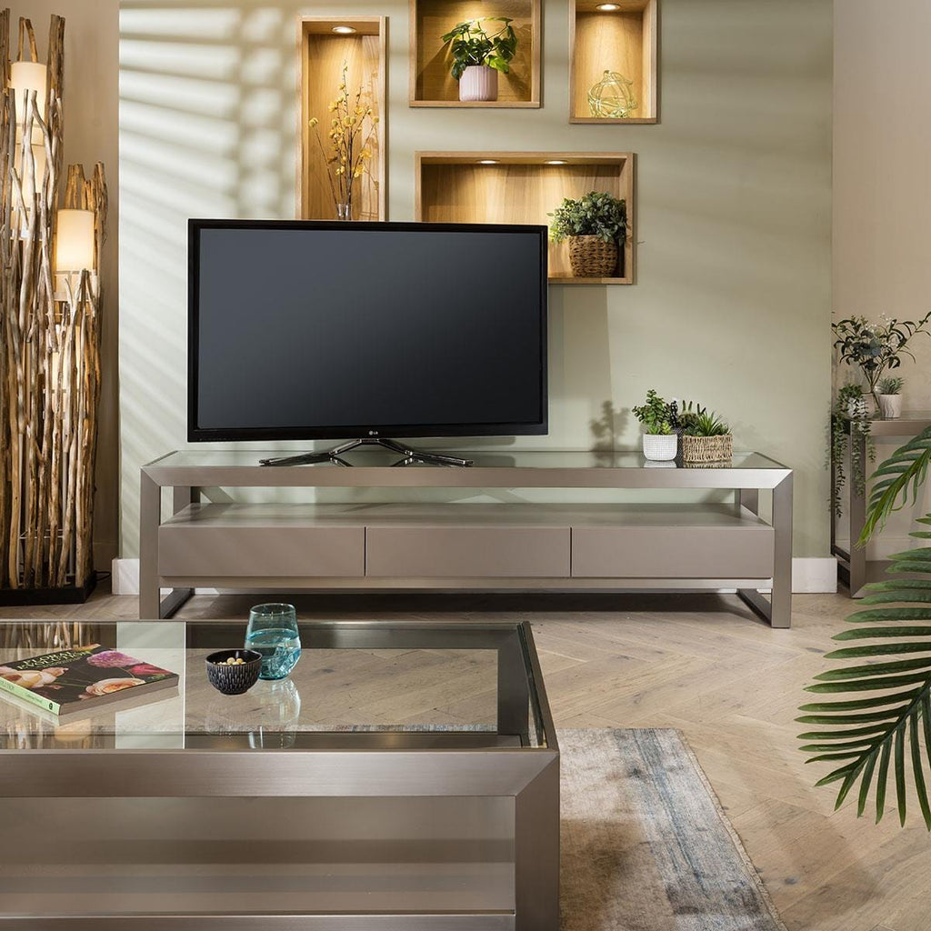 Jade Large TV Stand Cabinet Taupe