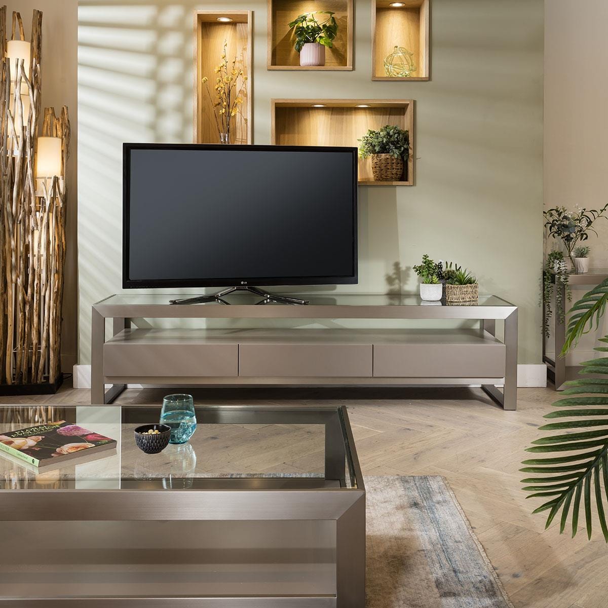 Jade Large TV Stand Cabinet Taupe