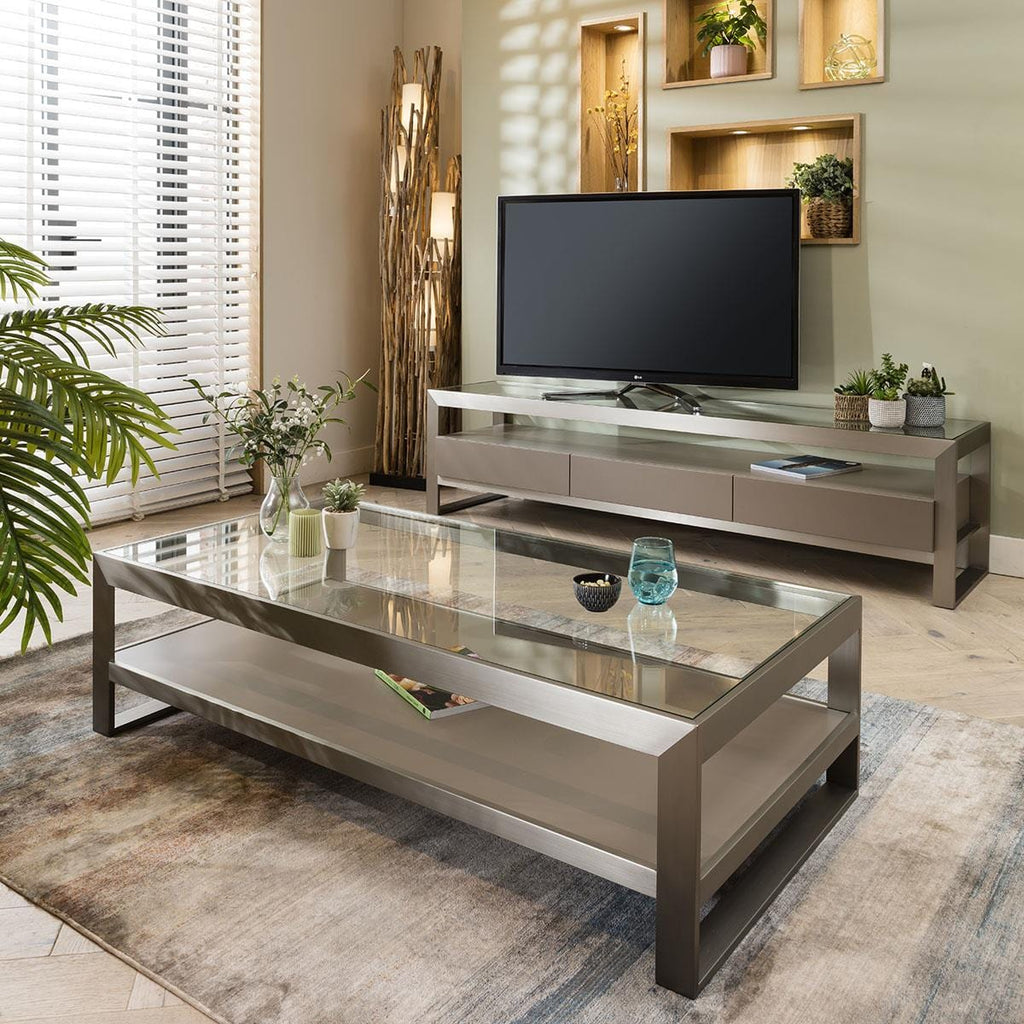 Jade Large TV Stand Cabinet Taupe