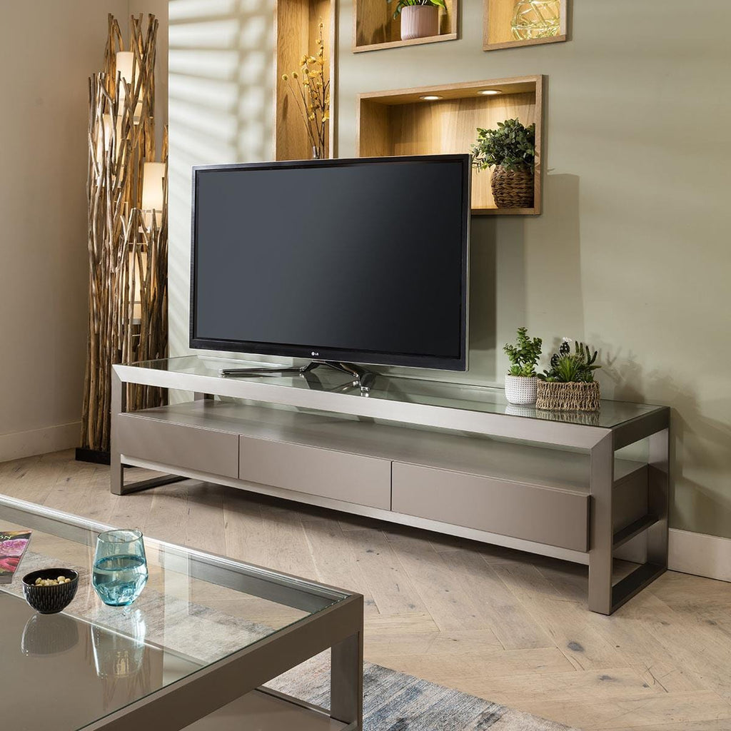 Jade Large TV Stand Cabinet Taupe