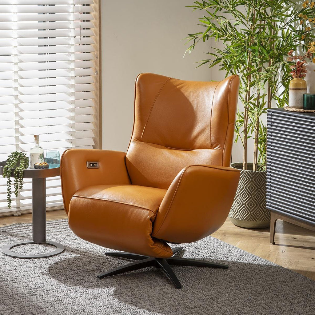 Svago Leather Recliner Armchair Orange