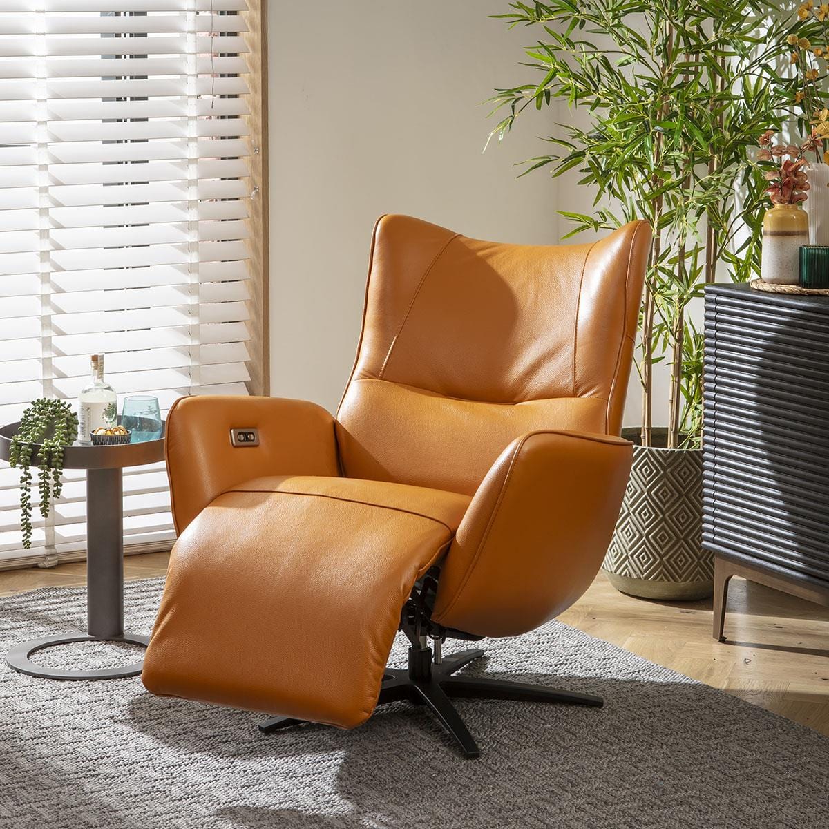 Svago Leather Recliner Armchair Orange