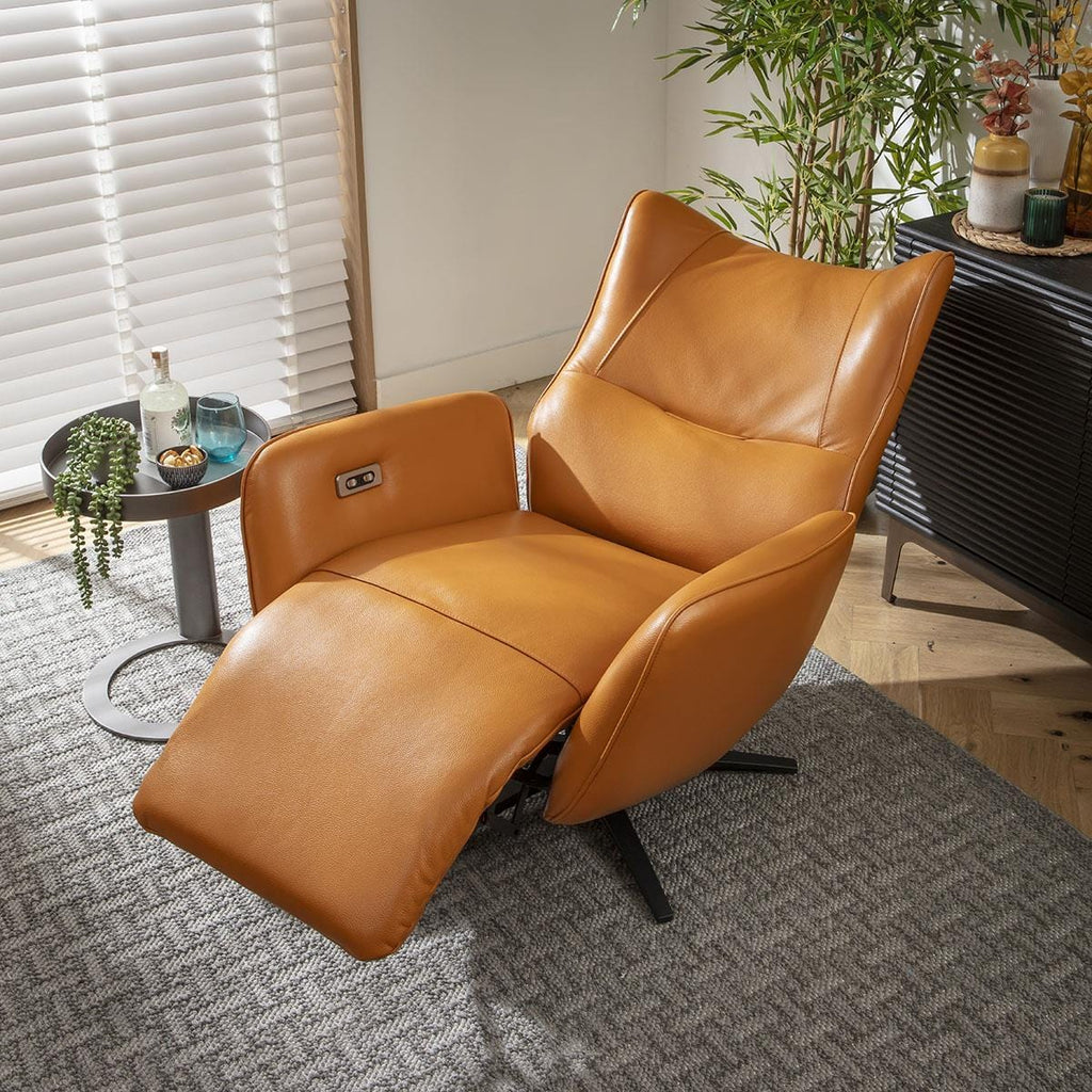 Svago Leather Recliner Armchair Orange