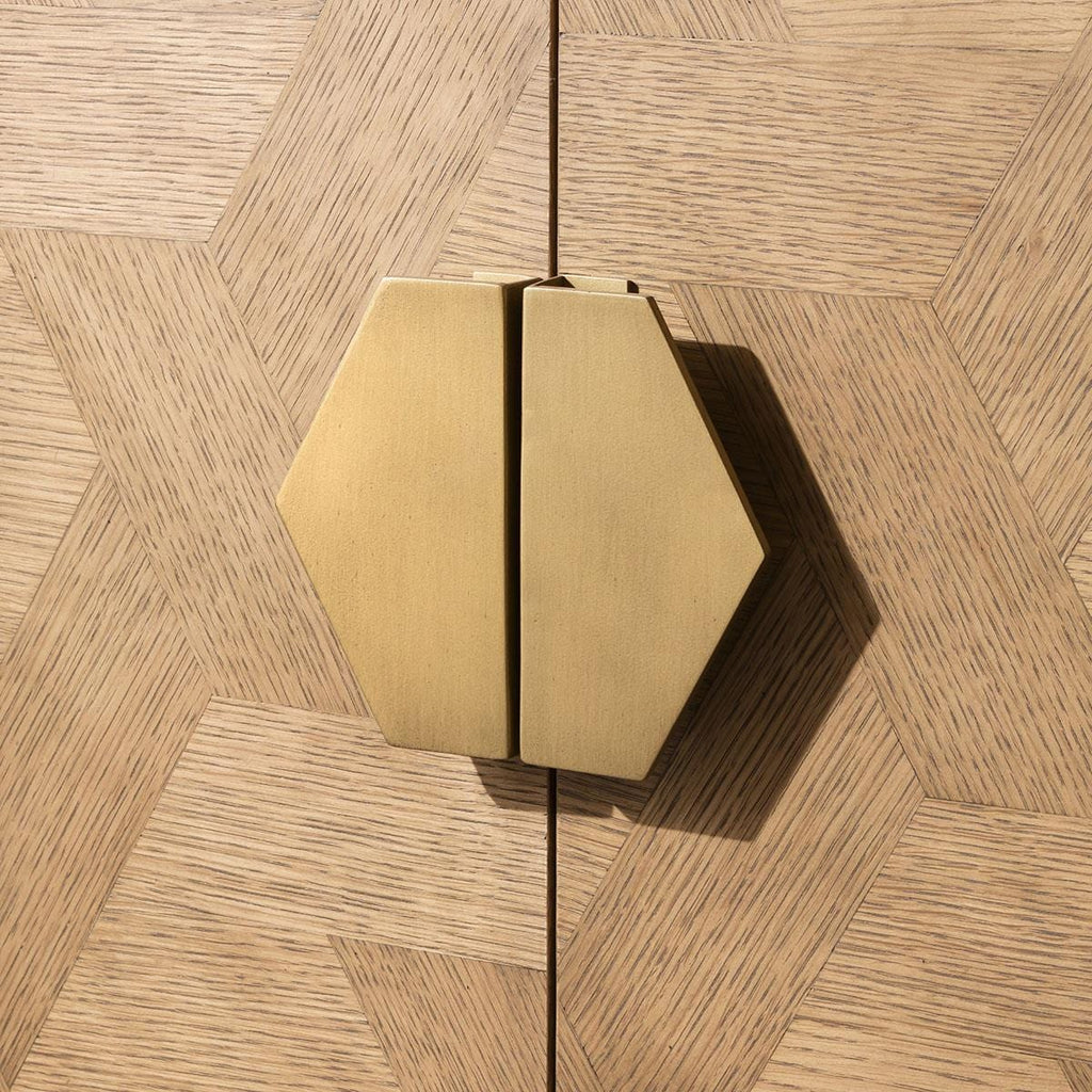 Hemingway 4 Door Sideboard Buffet Oak & Gold Brown 214cm