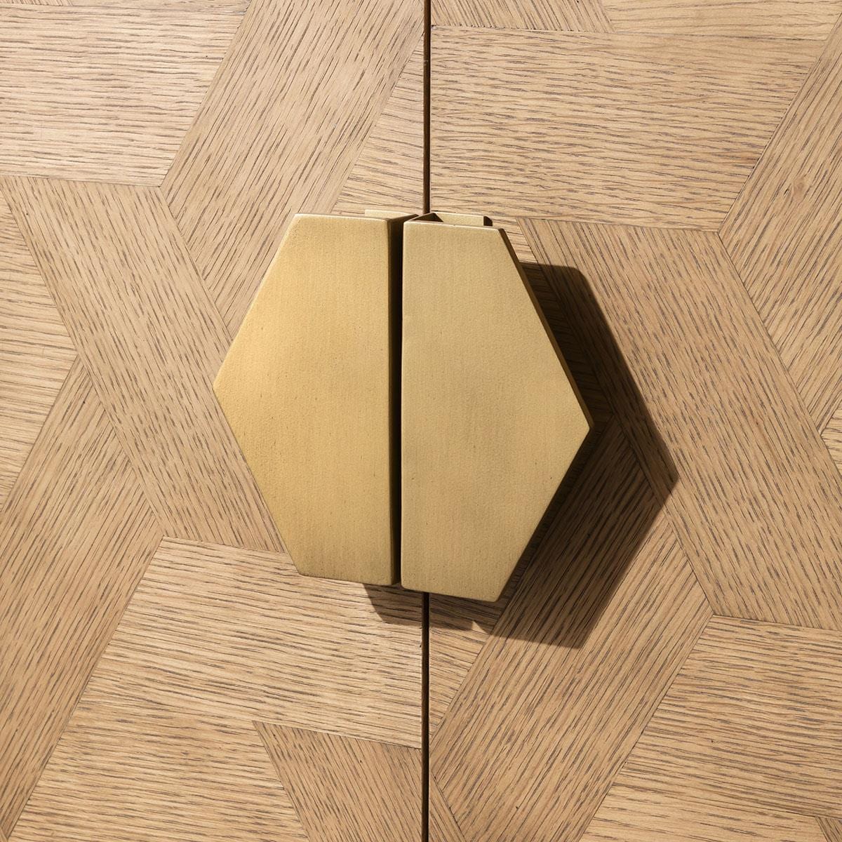 Hemingway 4 Door Sideboard Buffet Oak & Gold Brown 214cm