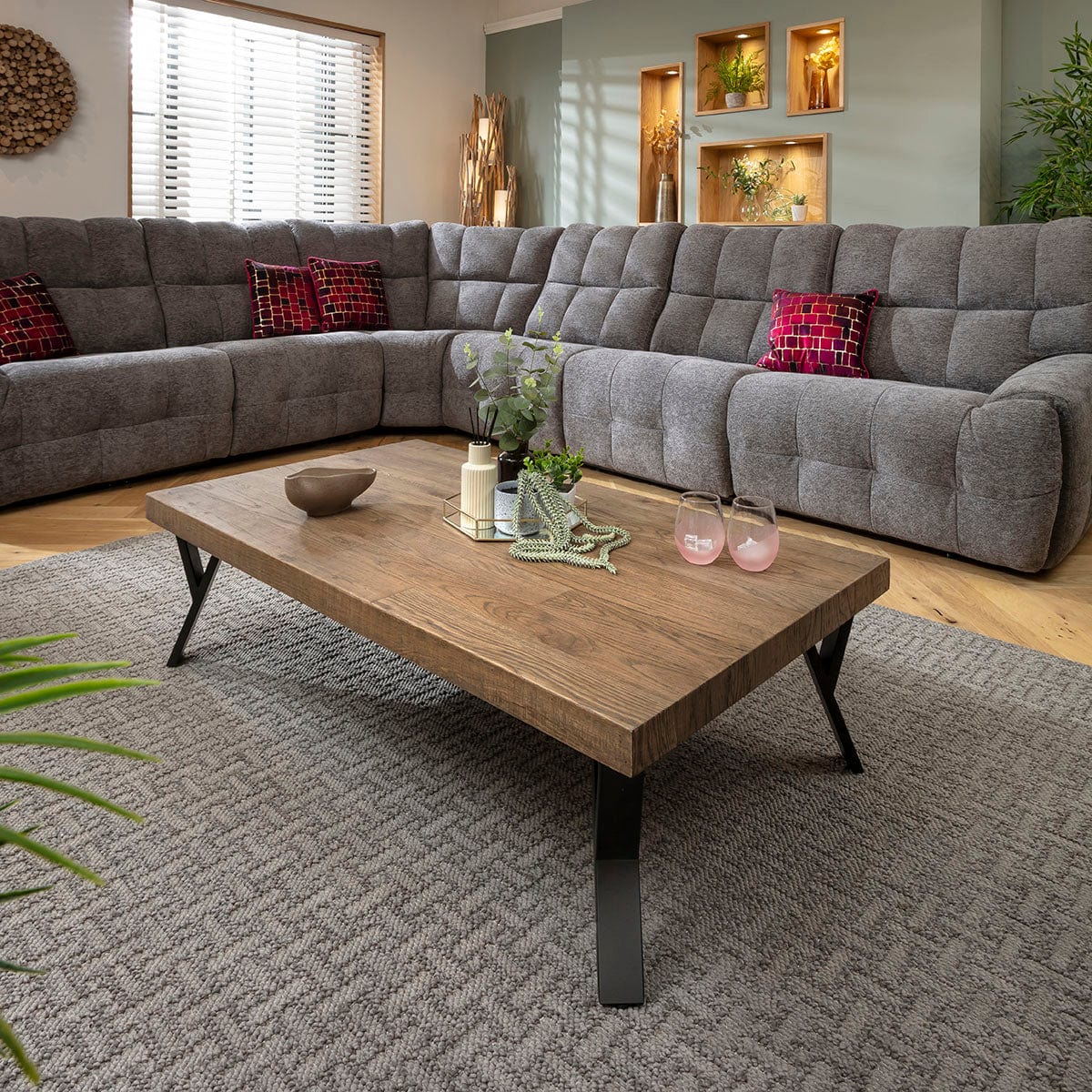 Glasgow Recliamed Oak Wooden Coffee Table 140x70cm