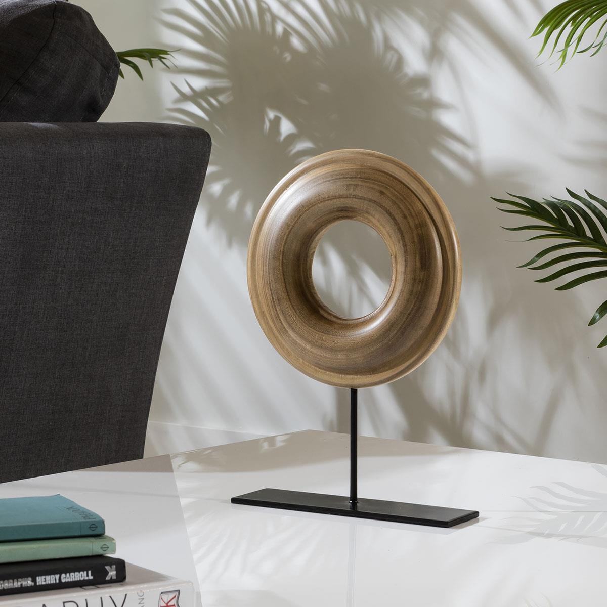 Quatropi Wooden Disc Sculture 30cm - Natural Wooden Ornament