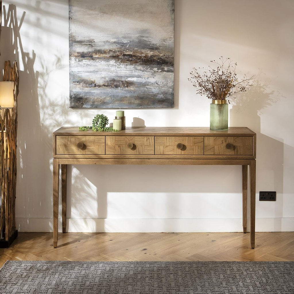Holly Hallway Console Table with Drawers Oak 160x40cm