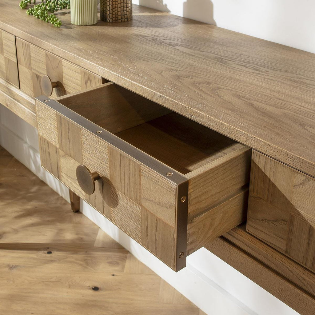 Holly Hallway Console Table with Drawers Oak 160x40cm