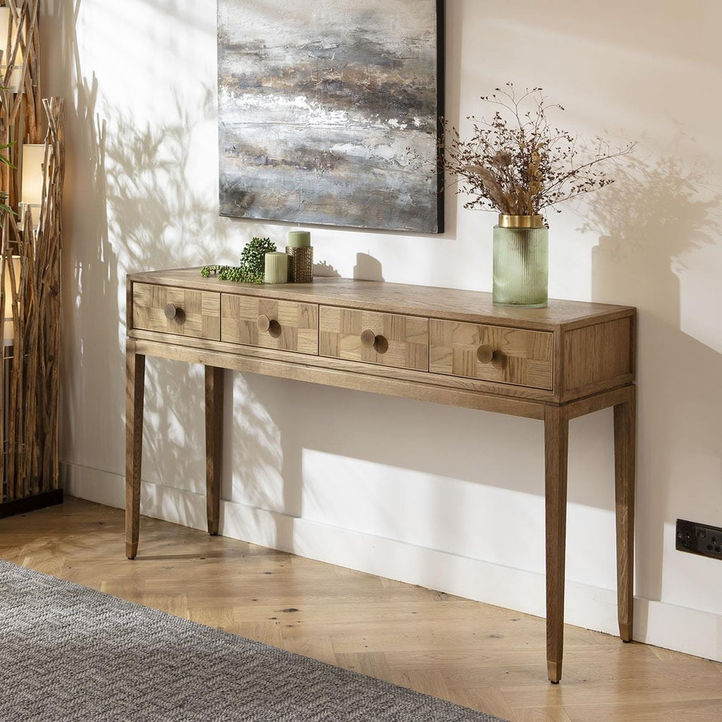 Holly Hallway Console Table with Drawers Oak 160x40cm
