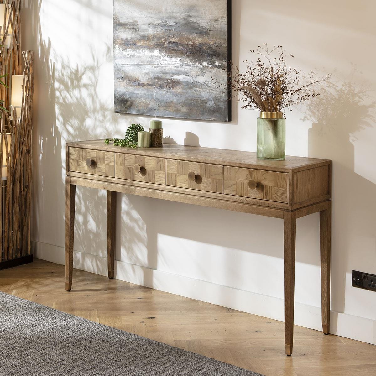 Holly Hallway Console Table with Drawers Oak 160x40cm