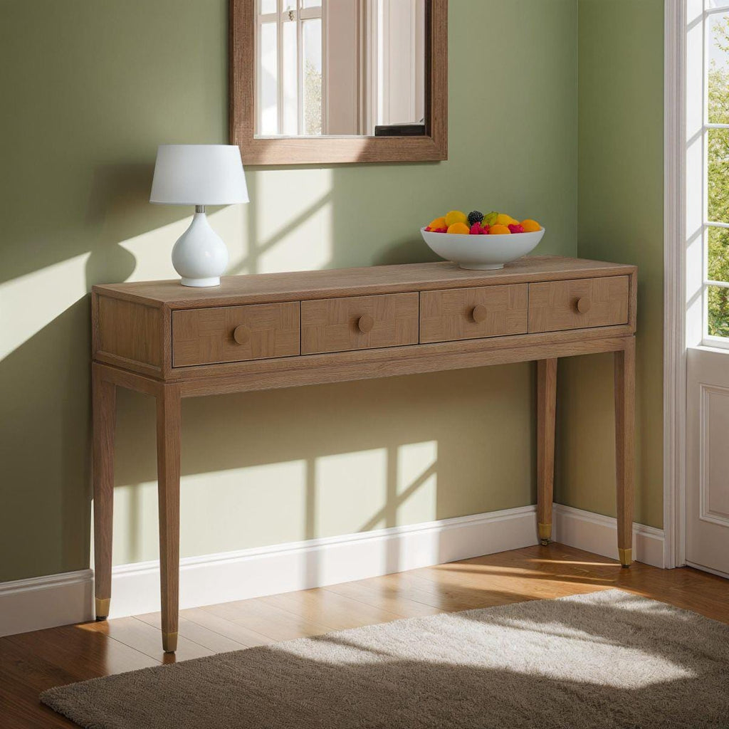 Holly Hallway Console Table with Drawers Oak 160x40cm