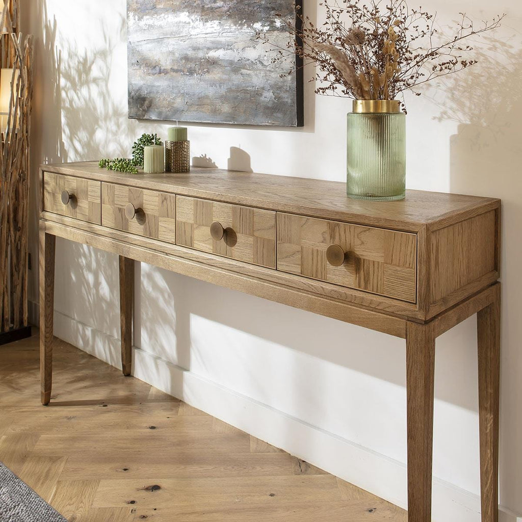 Holly Hallway Console Table with Drawers Oak 160x40cm