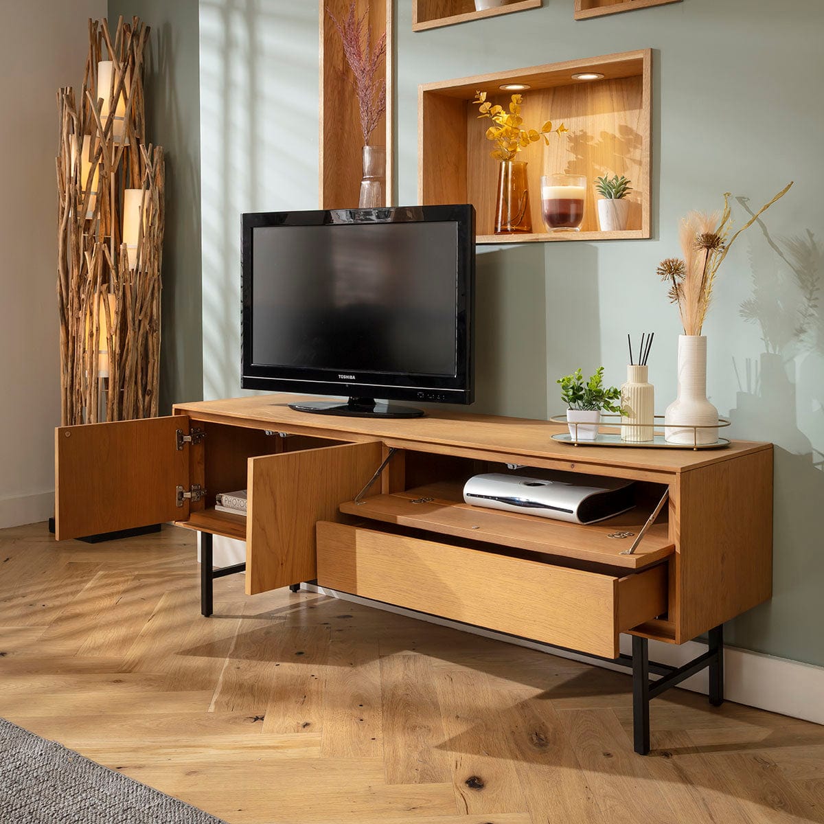 Grado TV Stand Cabinet Media Unit Light Wood 165cm