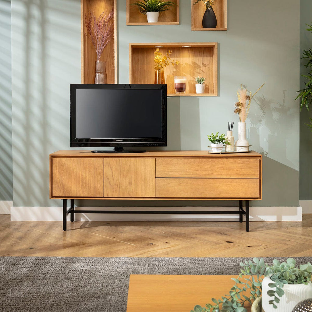 Grado TV Stand Cabinet Media Unit Light Wood 165cm