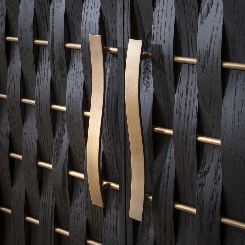 Izzy 4 Door Woven Black Oak Sideboard Cabinet 160cm