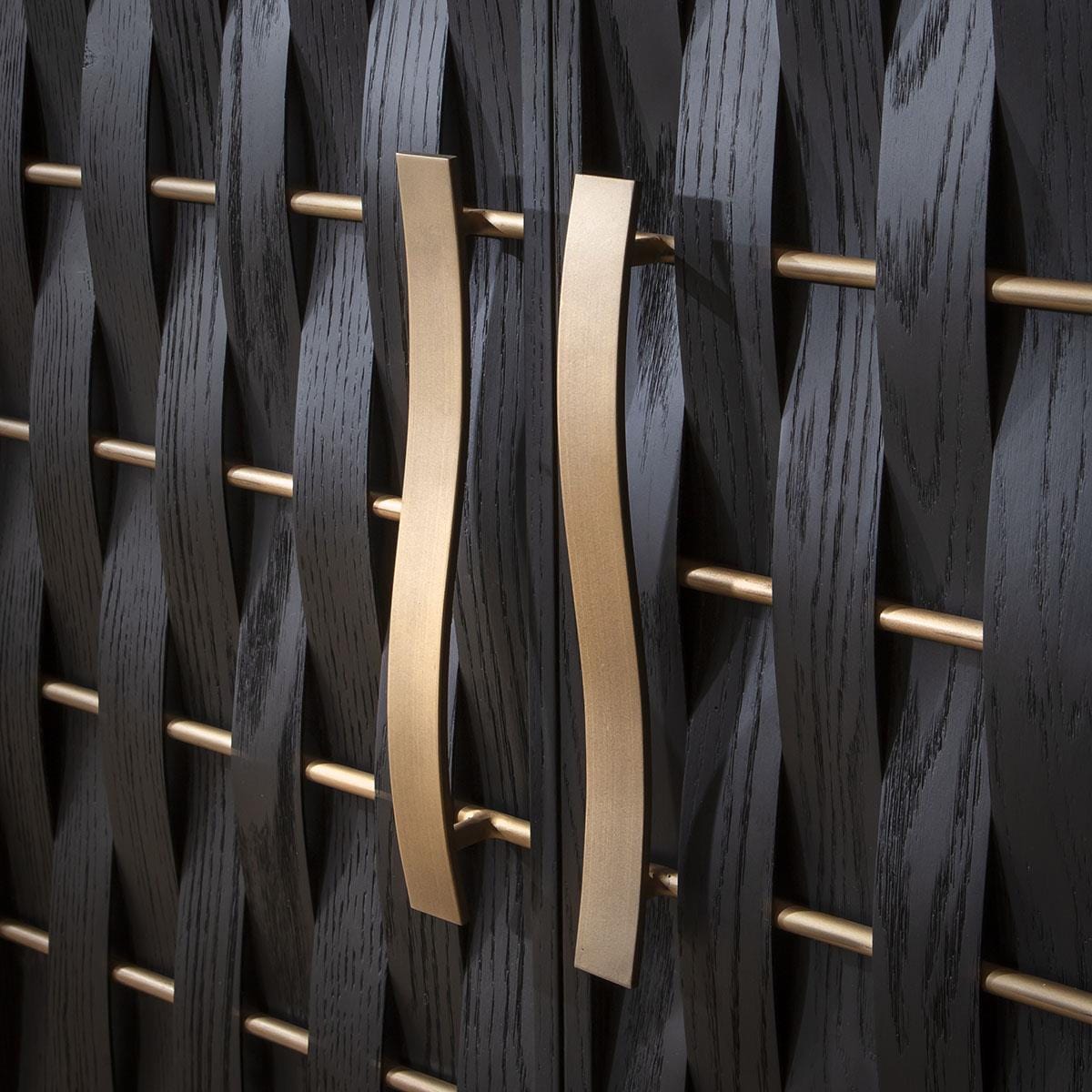 Izzy 4 Door Woven Black Oak Sideboard Cabinet 160cm