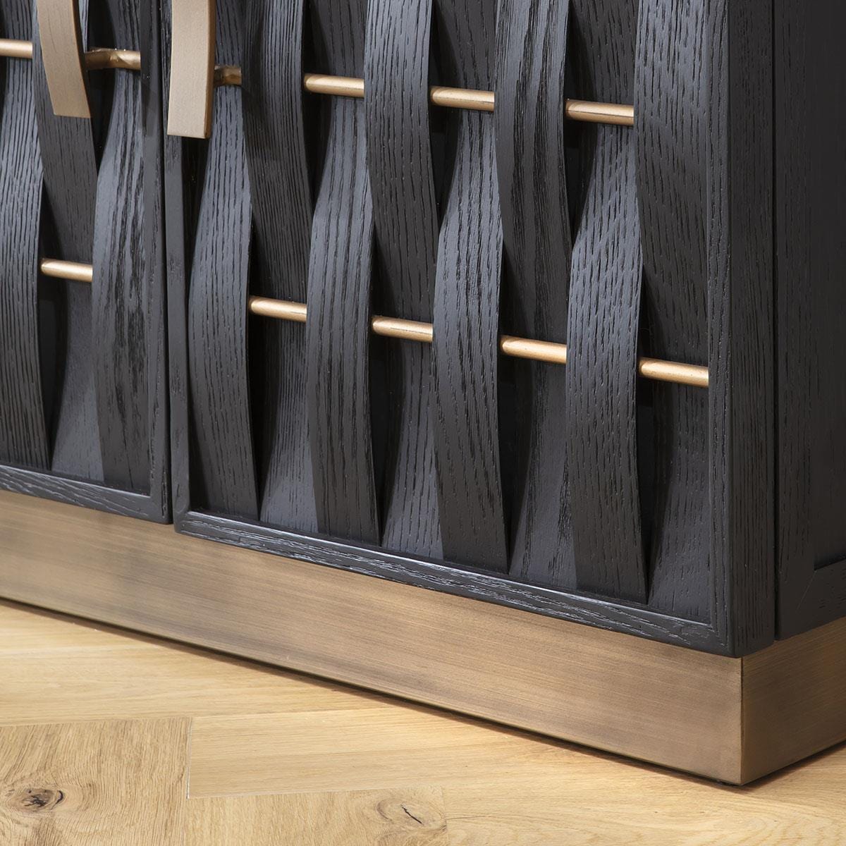 Izzy 4 Door Woven Black Oak Sideboard Cabinet 160cm