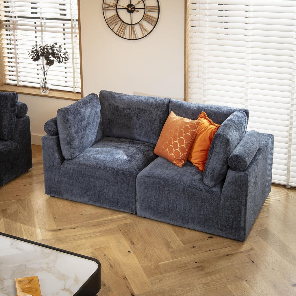 Martha Small 2 Seater Sofa Blue Chenille 184x92cm 2S